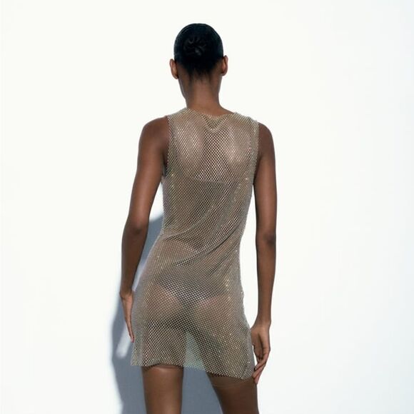 ZARA MESH RHINESTONE DRESS Crystal - Picture 8 of 12
